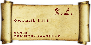 Kovácsik Lili névjegykártya