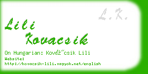lili kovacsik business card